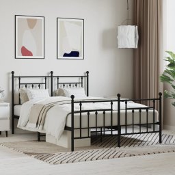 Gossi cadru pat metalic cu tablie de cap/picioare, negru, 140x190 cm
