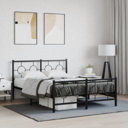 Gossi cadru pat metalic cu tablie de cap/picioare, negru, 140x190 cm