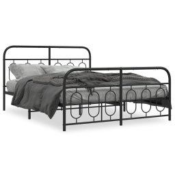 Gossi cadru pat metalic cu tablie de cap/picioare, negru, 140x190 cm