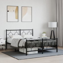Gossi cadru pat metalic cu tablie de cap/picioare, negru, 140x200 cm
