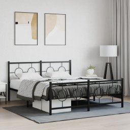 Gossi cadru pat metalic cu tablie de cap/picioare, negru, 150x200 cm