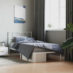 Gossi cadru pat metalic cu tablie, alb, 90x200 cm