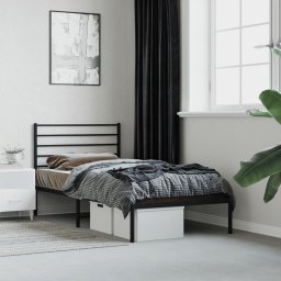 Gossi cadru pat metalic cu tablie, negru, 90x200 cm