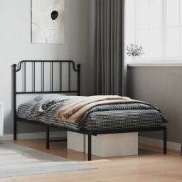 Gossi cadru pat metalic cu tablie, negru, 90x200 cm