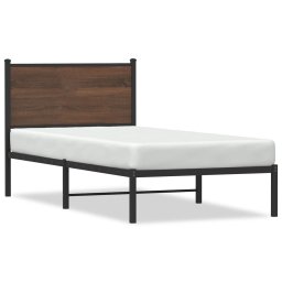 Gossi cadru pat metalic cu tablie, stejar maro, 80x200 cm