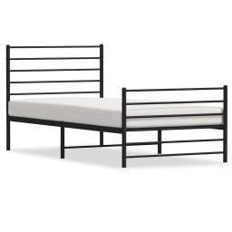 Gossi cadru pat metalic cu tablii de cap/picioare, negru, 107x203 cm