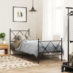 Gossi cadru pat metalic cu tablii de cap/picioare, negru, 80x200 cm
