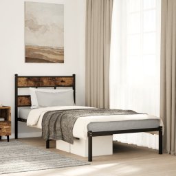 Gossi cadru pat metalic fara saltea, stejar fumuriu, 100x200 cm