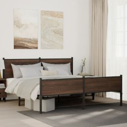 Gossi cadru pat metalic fara saltea, stejar maro, 180x200 cm