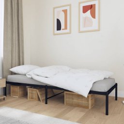 Gossi cadru pat metalic, negru, 75x190 cm