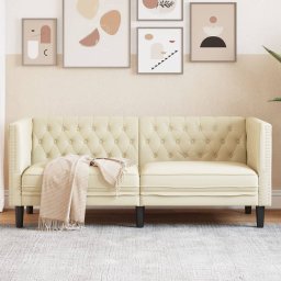 Gossi canapea chesterfield cu 2 locuri, crem, piele ecologica