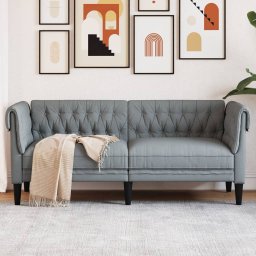 Gossi canapea chesterfield cu 2 locuri, gri deschis, material textil