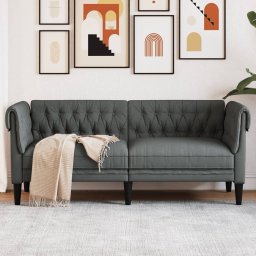 Gossi canapea chesterfield cu 2 locuri, gri inchis, material textil