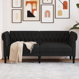 Gossi canapea chesterfield cu 2 locuri, negru, material textil