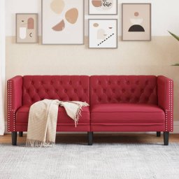 Gossi canapea chesterfield cu 2 locuri, rosu vin, piele ecologica