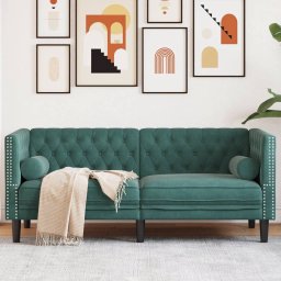 Gossi canapea chesterfield cu pernute/2 locuri, verde inchis, catifea