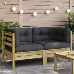Gossi canapea coltar de gradina cu perne, 2 buc., lemn pin tratat
