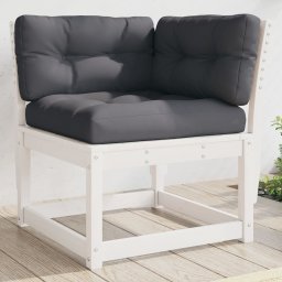 Gossi canapea coltar de gradina cu perne, alb, 73x73x78 cm lemn pin