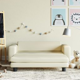 Gossi canapea copii cu taburet crem 100x50x30cm piele ecologica