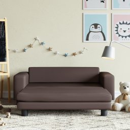 Gossi canapea copii cu taburet maro 100x50x30cm piele ecologica
