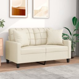 Gossi canapea cu 2 locuri cu pernute, crem, 120 cm, piele ecologica