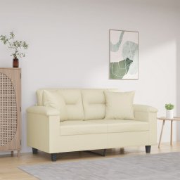 Gossi canapea cu 2 locuri cu pernute, crem, 120 cm, piele ecologica