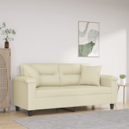 Gossi canapea cu 2 locuri cu pernute, crem, 140 cm, piele ecologica