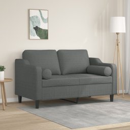 Gossi canapea cu 2 locuri cu pernute, gri inchis, 120 cm, textil