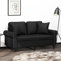 Gossi canapea cu 2 locuri cu pernute, negru, 120 cm, piele ecologica