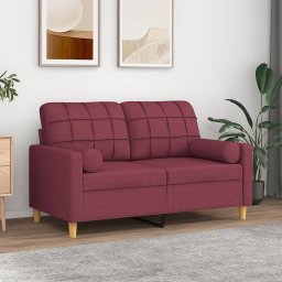 Gossi canapea cu 2 locuri cu pernute, rosu vin, 120 cm, textil