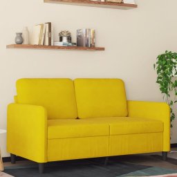 Gossi canapea cu 2 locuri, galben, 120 cm, catifea
