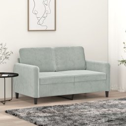 Gossi canapea cu 2 locuri, gri deschis, 120 cm, catifea
