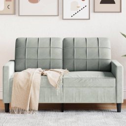 Gossi canapea cu 2 locuri, gri deschis, 120 cm, catifea