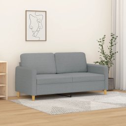Gossi canapea cu 2 locuri, gri deschis, 140 cm, material textil