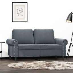 Gossi canapea cu 2 locuri, gri inchis, 120 cm, catifea