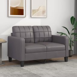Gossi canapea cu 2 locuri, gri, 120 cm, piele ecologica