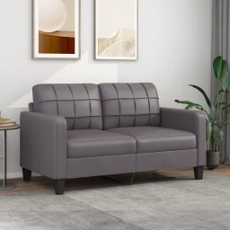 Gossi canapea cu 2 locuri, gri, 140 cm, piele ecologica