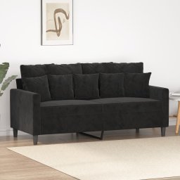 Gossi canapea cu 2 locuri, negru, 140 cm, catifea