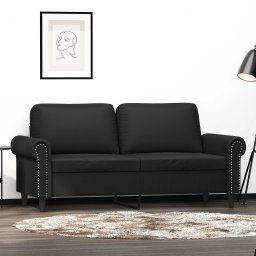 Gossi canapea cu 2 locuri, negru, 140 cm, piele ecologica