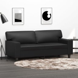 Gossi canapea cu 2 locuri, negru, 140 cm, piele ecologica