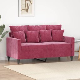 Gossi canapea cu 2 locuri, rosu vin, 120 cm, catifea