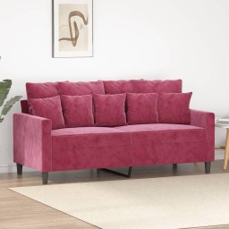 Gossi canapea cu 2 locuri, rosu vin, 140 cm, catifea