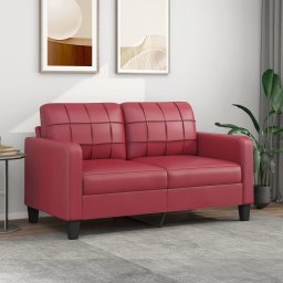 Gossi canapea cu 2 locuri, rosu vin, 140 cm, piele ecologica