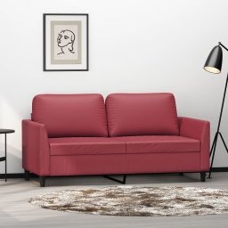 Gossi canapea cu 2 locuri, rosu vin, 140 cm, piele ecologica
