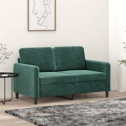 Gossi canapea cu 2 locuri, verde inchis, 120 cm, catifea