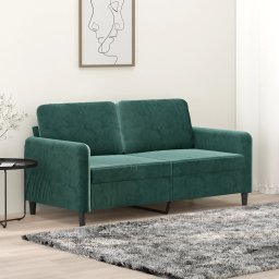 Gossi canapea cu 2 locuri, verde inchis, 140 cm, catifea
