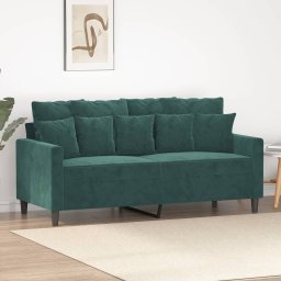 Gossi canapea cu 2 locuri, verde inchis, 140 cm, catifea