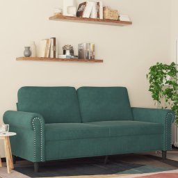 Gossi canapea cu 2 locuri, verde inchis, 140 cm, catifea