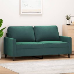 Gossi canapea cu 2 locuri, verde inchis, 140 cm, catifea