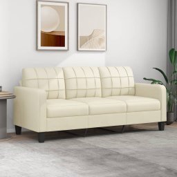Gossi canapea cu 3 locuri, crem, 180 cm, piele ecologica